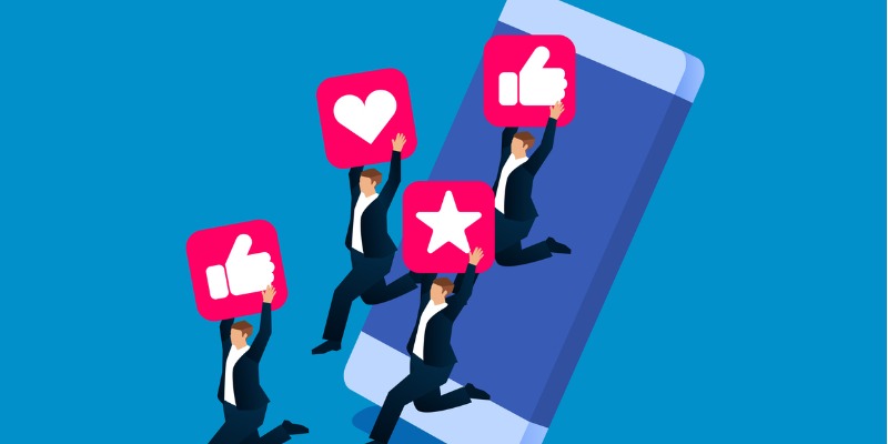 social media attracts business people to jump out of mobile phones vector id1194624352